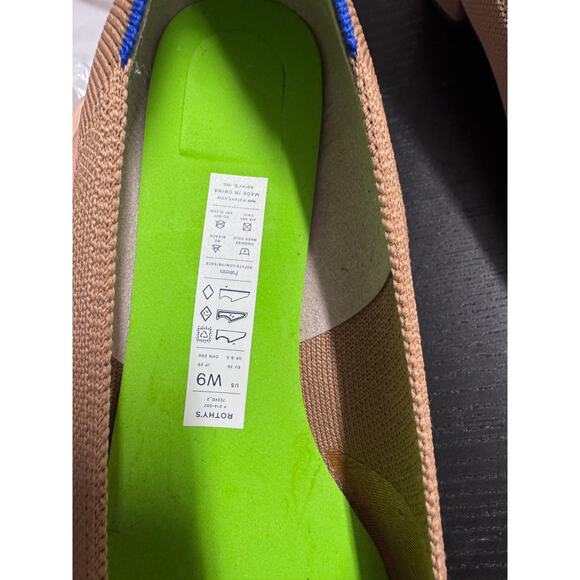 Rothy’s The Point Flats Tan Black Cap Toe Women’s Size 9 Woven Knit Shoes - Picture 9 of 9